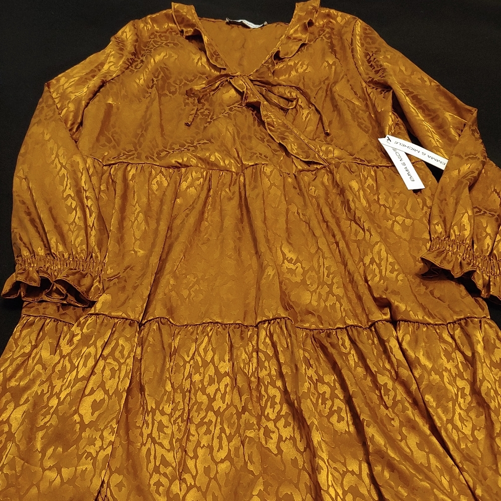 Boho style satin animal print dress
